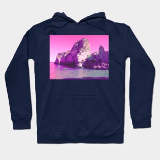 Magenta rocky Portuguese beach - fantasy edit of nature photography Hoodie